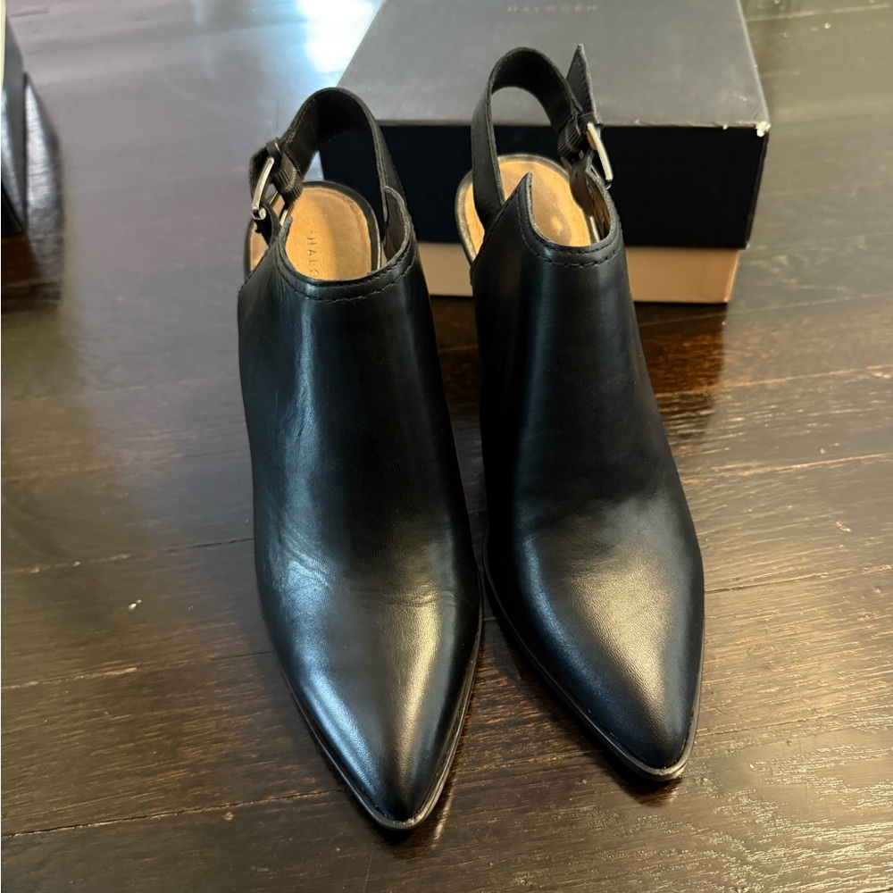 Halogen Black Leather Women's Slingback Shoes